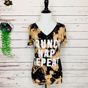 VS PINK BRUNCH NAP REPEAT Custom Bleach Tie Dye T-Shirt Women’s Size XS